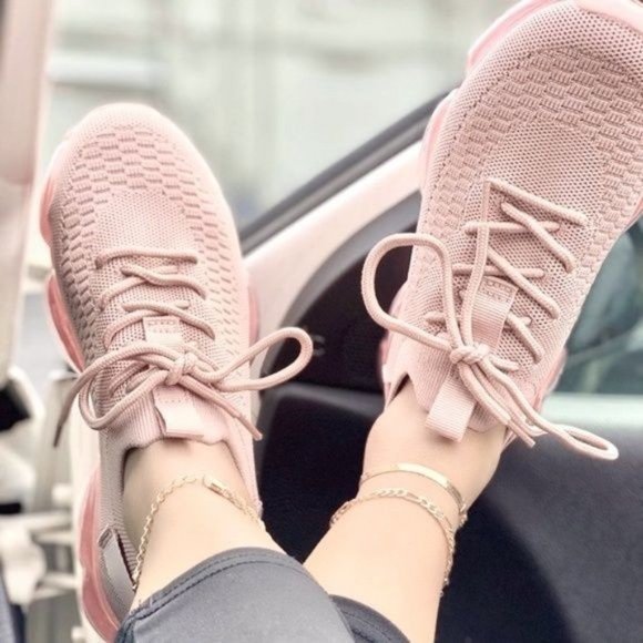 Shoe Affair Shoes - !! NEW !! Slip On Flyknit Sneakers in Light Pink
